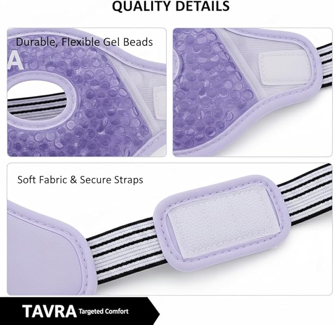 Gel Eye Mask – Hot & Cold Therapy Reusable Cooling Pad for Puffy Eyes, Migraines, Sinus Pressure & Dark Circles – Soothing Gel Bead Cold Pack (Purple)