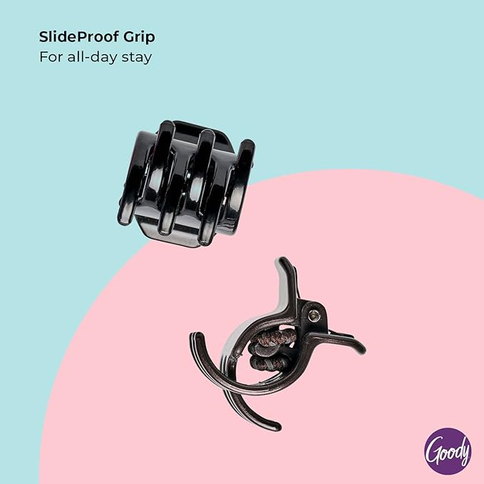 Goody Classics Mini Claw Clips - All Hair Types - Great for Easily Pulling Up Your Hair - Pain-Free Hair Accessories for Women, Men, Boys & Girls (Pack of 2)