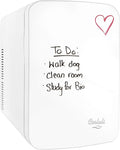 Cooluli Vibe Mini Fridge for Bedroom - With Cool Front Magnetic Whiteboard - 15L Portable Small Refrigerator for Travel, Car & Office Desk - Plug In Cooler & Warmer for Food, Drinks & Skincare (White)