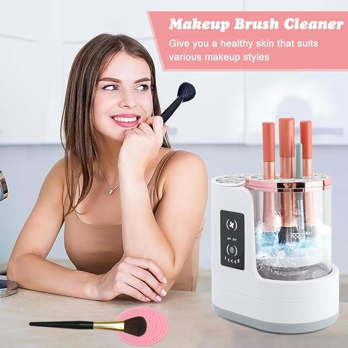 3 in 1 Electric Makeup Brush Cleaner Machine With Makeup Brush Dryer-Holder-Portable Automatic USB Cosmetic Brushes Cleaner Tool for All Brushes Sizes, Efficient Wash & Dry(COLOR:as shown)