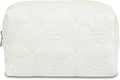 Quilted Makeup Bag Floral Cotton Make up Bag Puffy Coquette Makeup pouch Aesthetic Cute Travel Toiletry Bag for Women Girls