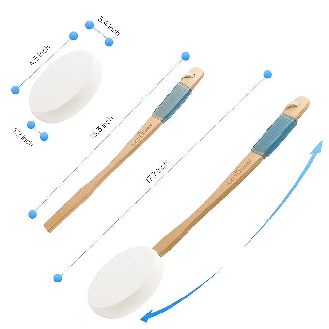 Lotion Applicator for Back Self Elderly with 4 Replaceable Pads & Long Curved Handle, Sunscreen Applicator for Kids, Seniors, Women to Apply Skin Creams, Ointment, Moisturizers and Self-Tanning Lotion