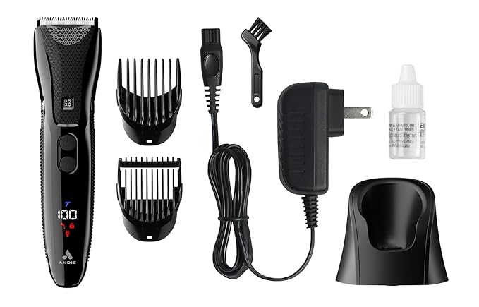 Andis Explorer Waterproof Beard & Body Trimmer: Precision Cutting, Advanced Features, and Long-Lasting Power, Lithium Ion Battery, 4 Function Display, Ceramic Cutter, Turbo Mode, Black, 562066