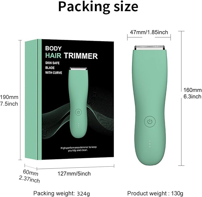 Pubic Hair Trimmer for Men and Women,Electric Shaver for Chest,Legs & Bikini,Waterproof Wet/Dry Shaver,USB Recharge Dock,Ideal Razor Gift for Boy/Girl Friend (Green)