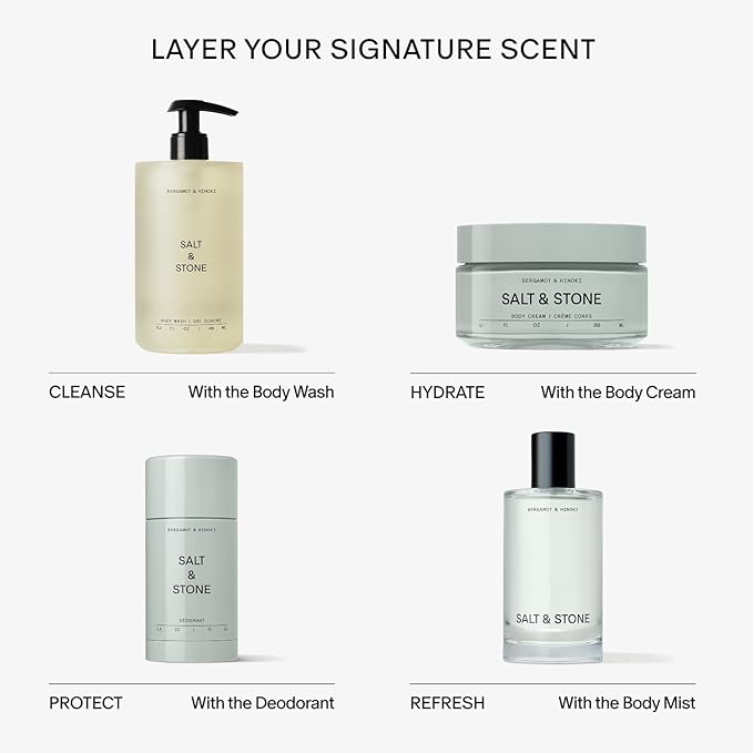 Salt & Stone Body Cream | Hydrating Formula with Seaweed Extracts, Spirulina & Squalane | Deep Hydration, Skin Barrier Support & Healthy Glow | For all Skin Types | Bergamot & Hinoki 6.7 fl oz