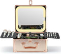 Qislee Makeup Box with A Detachable Lighted Mirror, Waterproof Travel Train Case, Cosmetic Organizer and Makeup Suitcase with Adjustable Dividers, Magnetic LED Mirror(Rose Gold)