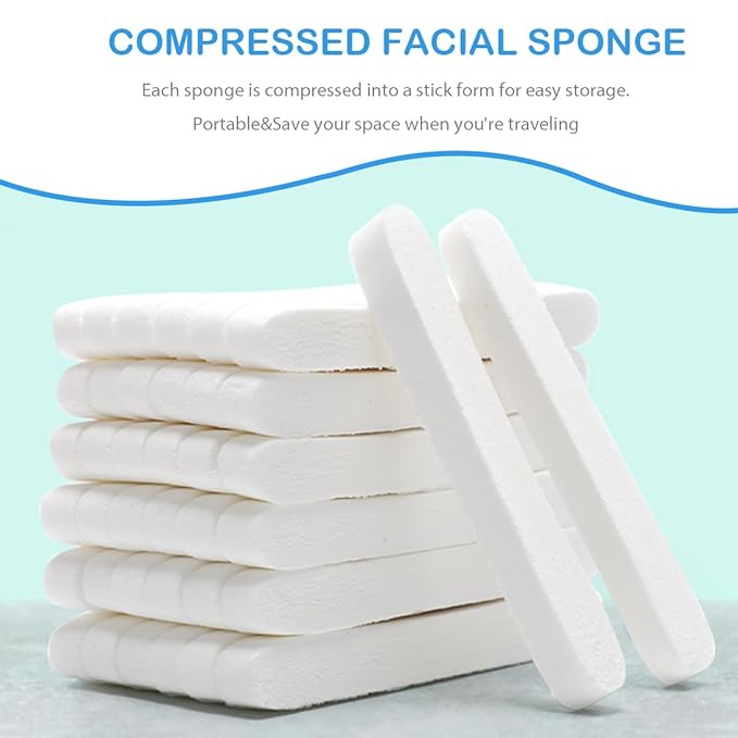 Facial Sponge Compressed,60 Pcs PVA Professional Makeup Removal Wash Round Face Sponges Spa Pads Exfoliating Cleansing for Women,White