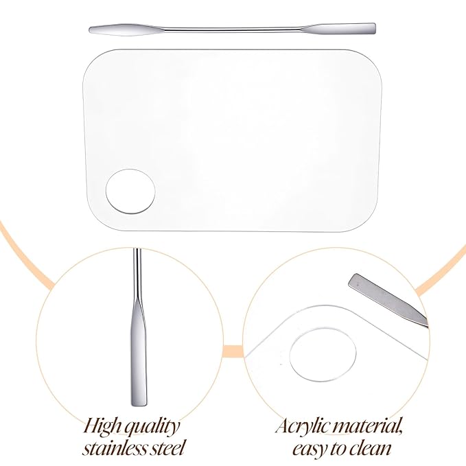 Acrylic Makeup Palette with 1Pc Spatula, Makeup Mixing Tray Apply Professional Reusable Cosmetic Palette Beauty Tools for Beauty Salon, Facial Cosmetic, Nail Art, Pigment Blending