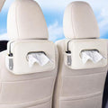 2 Pack Multi-functional Car Tissue Holder with ‌2 Tuck Nets, Upgraded PU Leather Tissue Box Cover, Large Rectangle Napkin Storage Organizer, Keep Car Tidy, White