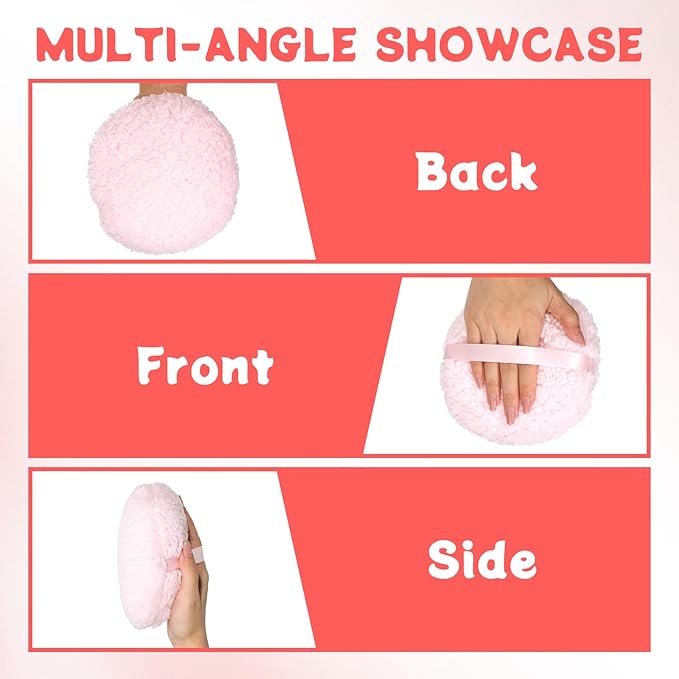 Body Powder Puff, 6'' Large Body Powder Applicator Round Soft Powder Puff Oversize Dust Puffs for Women (Pink)