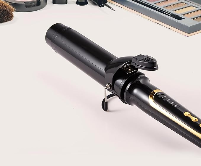 Lanvier 1 1/2 Inch Curling Iron 1.5" Barrel Curling for Medium & Long Hair with Soft and Relax Curls, Up to 450°F Worldwide Voltage (100-240V) Hair Curler for Traveling, Hair Waving Style Tool – Black
