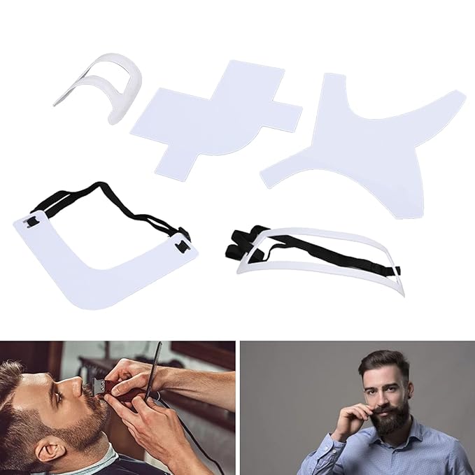 Beard Styling Kit Combi Abs Beard Shaper 5 Pieces for Mustache, Hairstyle Tool Set Beard Styling Board for Hairline Design Card Neck