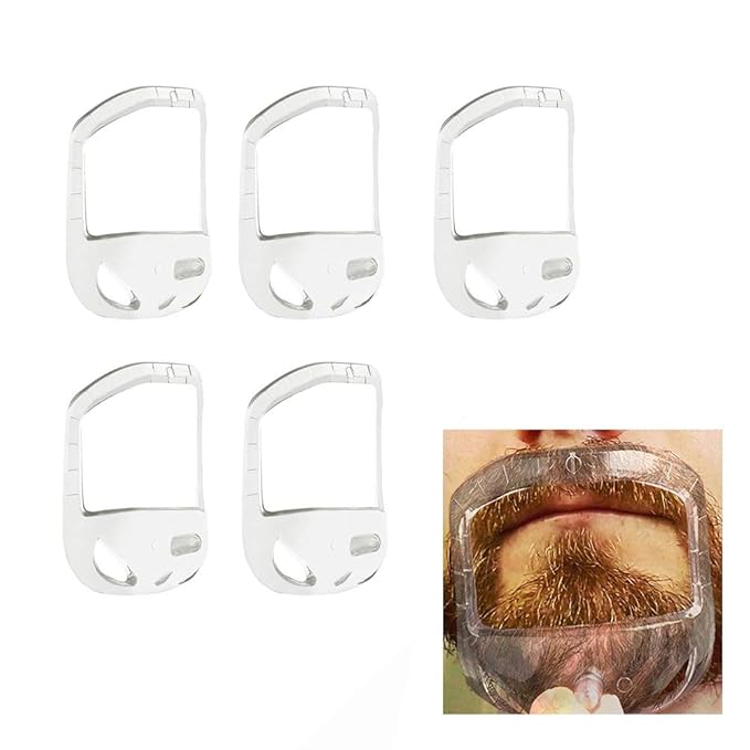 5pcs Personality Transparent Beard Shaper Styling Tool Different Sizes Facial Hair Trimming Guide Grooming Shaper Hair Lineup Tool