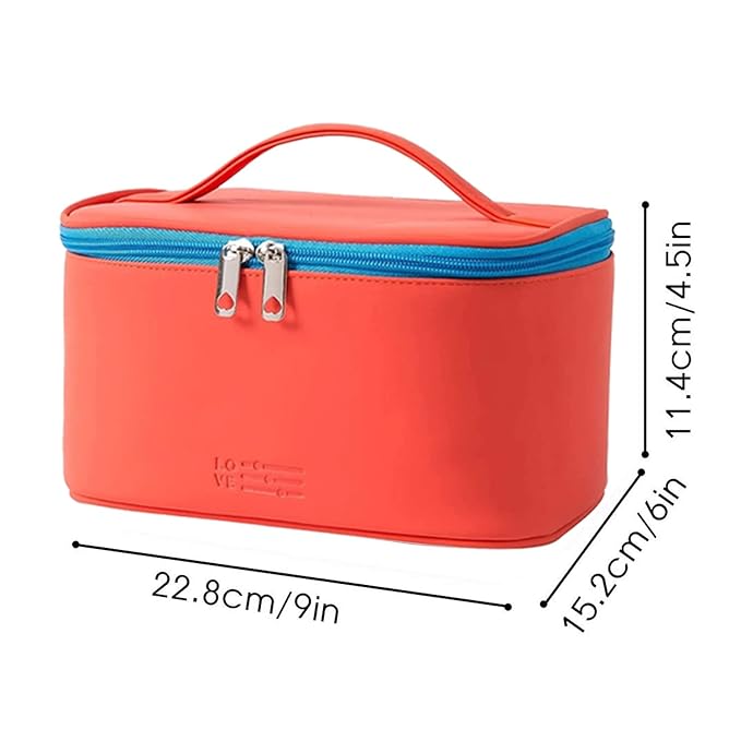 Meiyuuo Makeup Bag Large Cosmetic Bags for Women Girls Cute Travel Zipper Pouch Toiletry Organizer for Beauty Essentials Waterproof (Bright Red)
