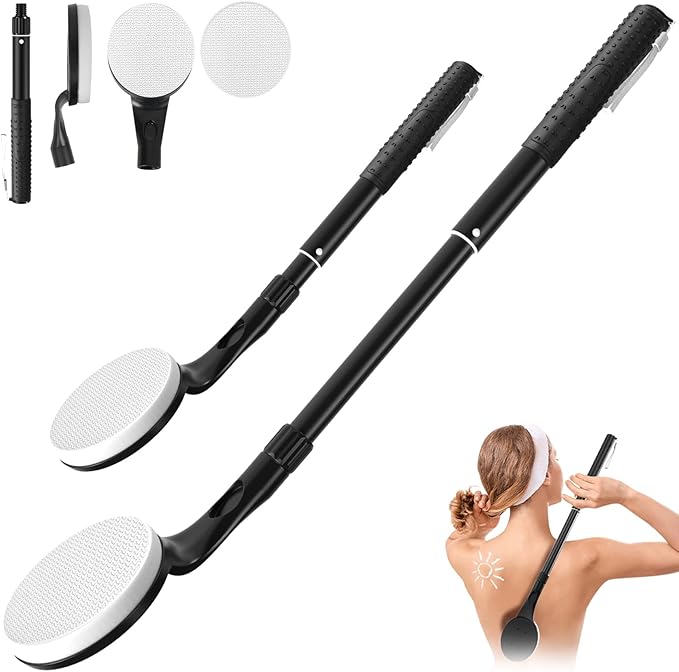 Lotion Applicator for Back, 25.7” Telescopic Back Lotion Applicator, Easy Reach and Washable, Back Self Tanner Applicator