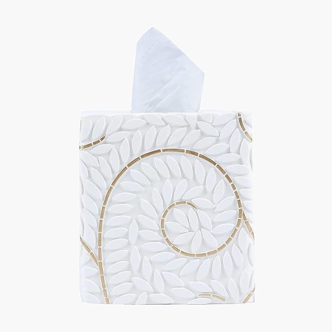 Hymmah Modern Square Tissue Box Cover Holder,Bathroom Accessories Decor Unique Design Tissue Box Cover for Bathroom Vanity Counter Tops Also Great for Bedrooms and Living Rooms