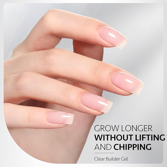GAOY Gel Top Coat, Builder Gel and Base Coat Set, 3 Pcs 16ml Clear Glossy No Wipe Combination for UV Light Cure