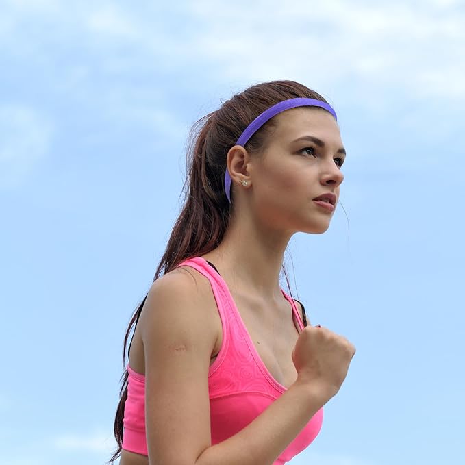Duufin 20 Pieces Elastic Sport Headbands for Women Men Girls Non Slip Workout Headband Colorful Thin Elastic Headbands, 13 Colors