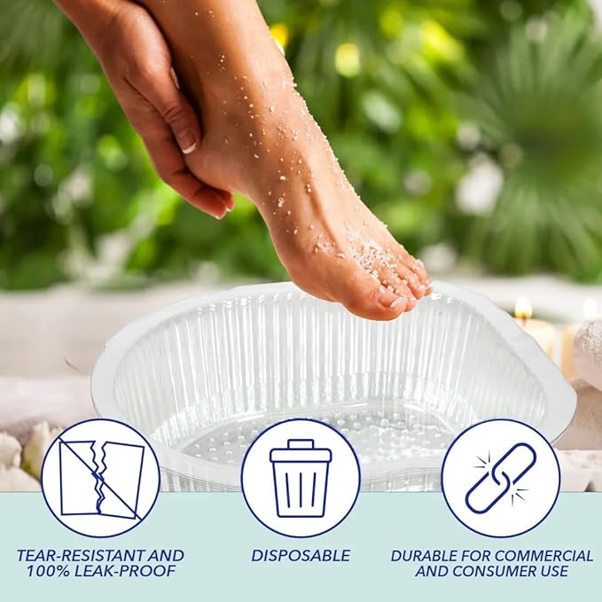 ForPro Universal Pedi Bath Liners - 50% THICKER - Fit Footsie Bath Plus Foot Bath, Disposable Pedicure Foot Tub Liners for Foot Spa Basins & Foot Bath Soaks, Clear, 50-Count