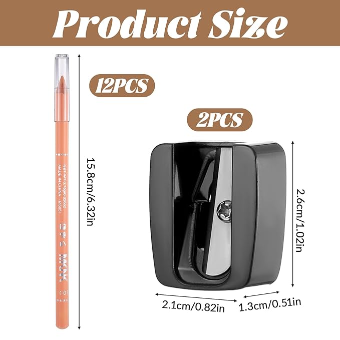 Beard Shaping Tool, 12Pcs Barber Pencil with 2 Sharpener, Skin Tone Beard Pencils Magic Hairline Pencil for Lineup Edge Hair Design Shaping Trace Makeup