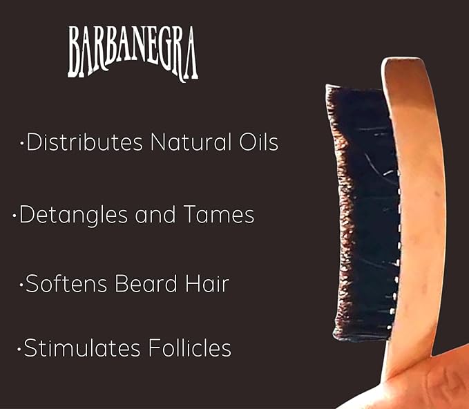 Barbanegra's Beard Styling Brush with Ergonomic Design. Long-lasting made from Eco-Friendly Bamboo with Natural Boar Bristles Beard & Mustache Brush for Men.