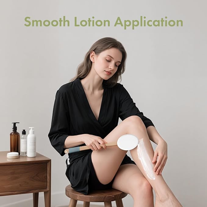 AmazerBath Lotion Applicator for Back, Feet, 2 Replacement Pads with 17" Curved Handle, Back Sunscreen Applicator for Kids, Elderly, Women, Apply Cream Medicine Moisturizer Tanner, White