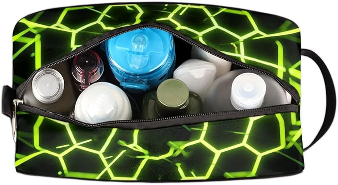 Futuristic Style Baseball Toiletry Bag for Men Women, Cosmetic Makeup Bag with Handle, Travel Shaving Kit Organizer, Waterproof Portable Wash Bag for Gym Vacation Camping Sports