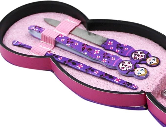 Aibearty Adorable Russian Doll Pattern Stainless Nail Clippers Set of 6Pcs, Professional Grooming Kit, Nail Tools with Luxurious Travel Case