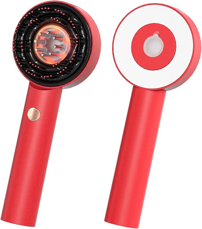 Electric Scalp Massager, 3 in 1 Hair Oil Applicator, Scalp Care Brush, IPX7 Waterproof, Cordless & Portable Scalp Brush for Home & Travel, Red