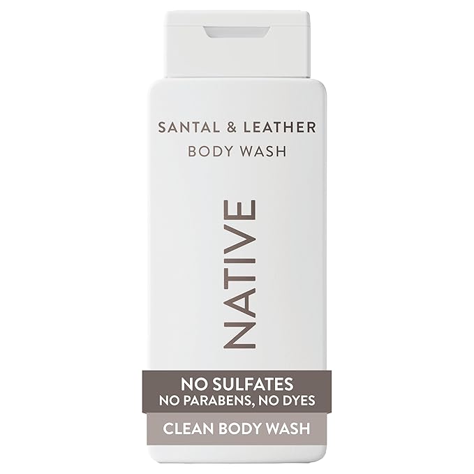 Native Body Wash Contains Naturally Derived Ingredients | For Women & Men, Sulfate, Paraben, & Dye Free Leaving Skin Soft and Hydrated | Santal & Leather 18 oz