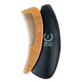 ZEUS Curved Sandalwood Beard Comb in Gift Box, Premium Grooming Essential with Sheath for Men’s Beard & Hair (M31)