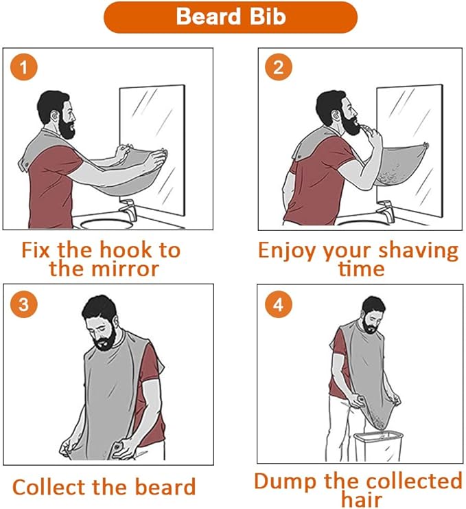 Beard Bib Beard Apron, Beard Gather，Shaving and Trimming, Non-Stick Grooming Cloth with 2 Suction Cups, Best Gifts for Men,Valentine's Day Gift