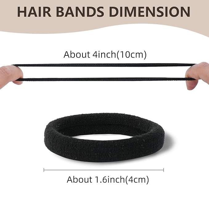 Hair Ties, 150 PCS No Damage, Hair Elastics Hair Accessories for Women Girls, Thick Seamless Hair Ties - Black