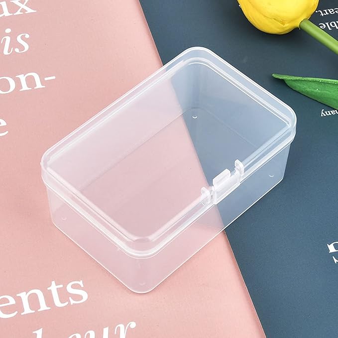 20 Pack Rectangular Clear Plastic Storage Containers Box with Hinged Lid for Beads and Other Small Craft Items (3.35 x 2.17 x 1.38 inch)