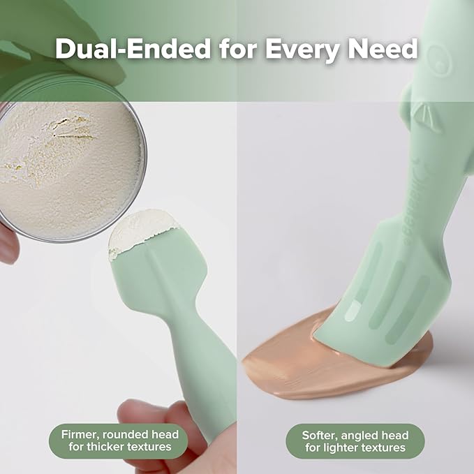 haakaa Baby Diaper Cream Spatula, NoMess Dual-Ended Silicone Diaper Rash Cream Applicator with Hygienic Case, Butt Spatula for Baby, Pastel Green