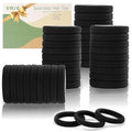 100PCS Black Hair Ties for Women, Seamless Cotton Hair Bands, No Crease No Damage Hair Tie for Thick Thin Hair, Soft Ponytail Holders, Hair Accessories for Girls