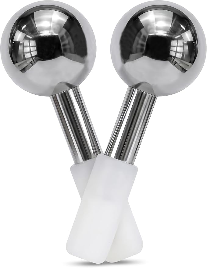 316 Stainless Steel Facial Massage Tools – Ice Globes for Facials – Deep Cooling Cold Globes for Facials – Unbreakable Cooling Globes for Face with Hot & Cold Dual-Therapy Relief.
