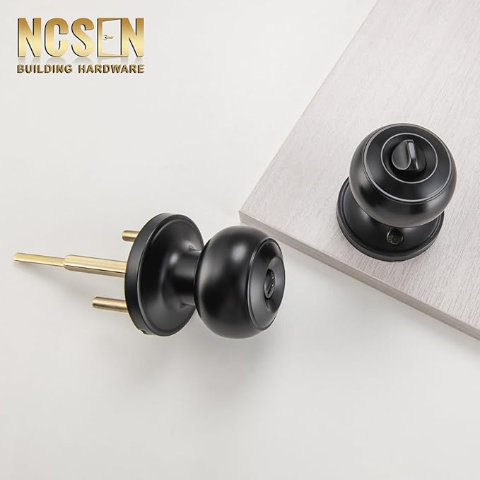 Black Door Knobs Interior Keyless, Door Knobs for Bathroom & Bedroom, Matte Black Privacy Door Knob