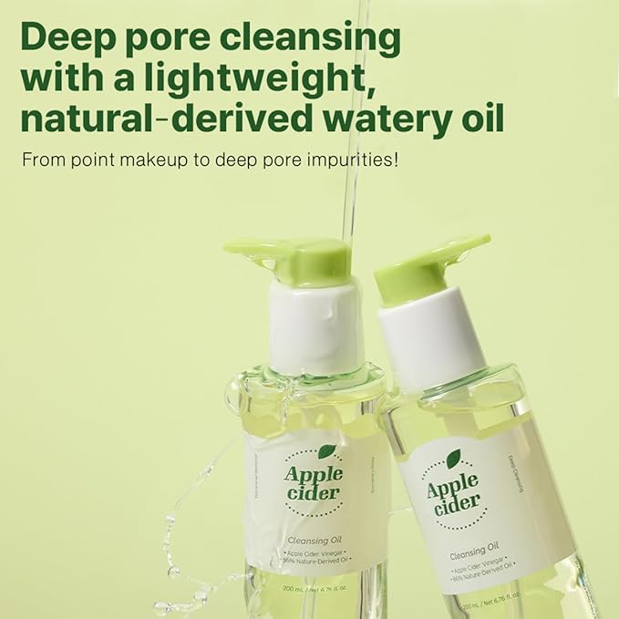 Ariul Apple Cider Cleansing Oil – Gentle Makeup Remover with Apple Cider Vinegar, Deep Pore Cleansing Facial Oil with Hydrating Botanical Oils, Korean Facial Cleanser (200 ml / 6.76 fl oz)