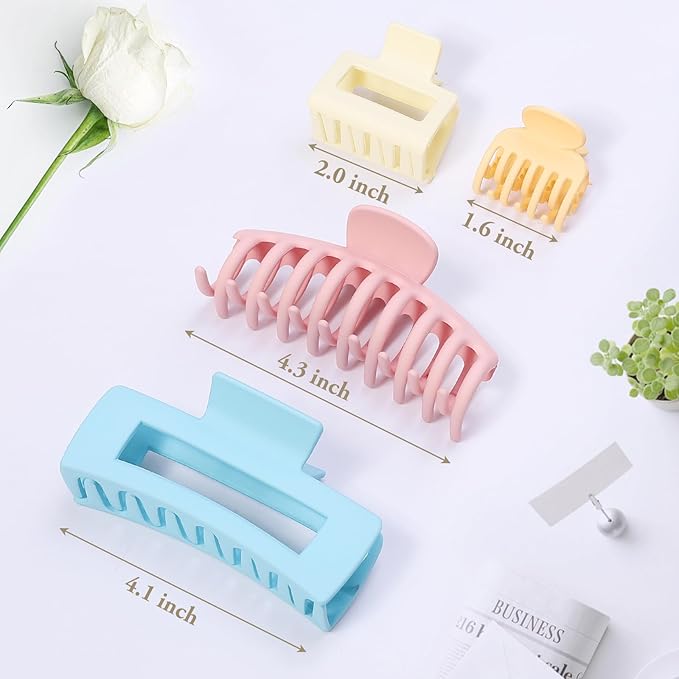 Hair Claws 16 Pcs Hair Clips for Women Thin Thick Curly Hair Large and Small Matte Banana Clips Strong Hold Nonslip