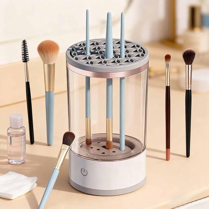 Cosmetic Brush Cleaner, 2026 New Electric Makeup Brush Cleaner Machine, Makeup Sponge Cleaner Machine with Dual Power Options for Deep Cleaning All Types of Makeup Brushes (Black, Charging)