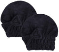 Microfiber Hair Drying Towels Head wrap with Bow-Knot Shower Cap Hair Turban hairWrap Bath Cap for Curly Long & Wet Hair Gift for Women Blackx2