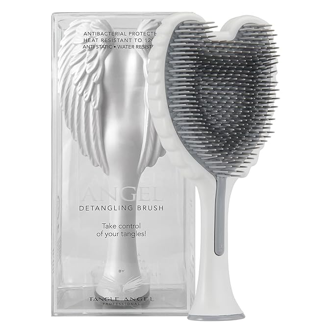 Detangling Hair Brush - Anti Static Angel Wing Hair Brush with Soft & Flexible Bristle for Straight & Wavy Hair - Tangle Angel Hair Detangler Brushes for Blow Drying & Shower - Matt White