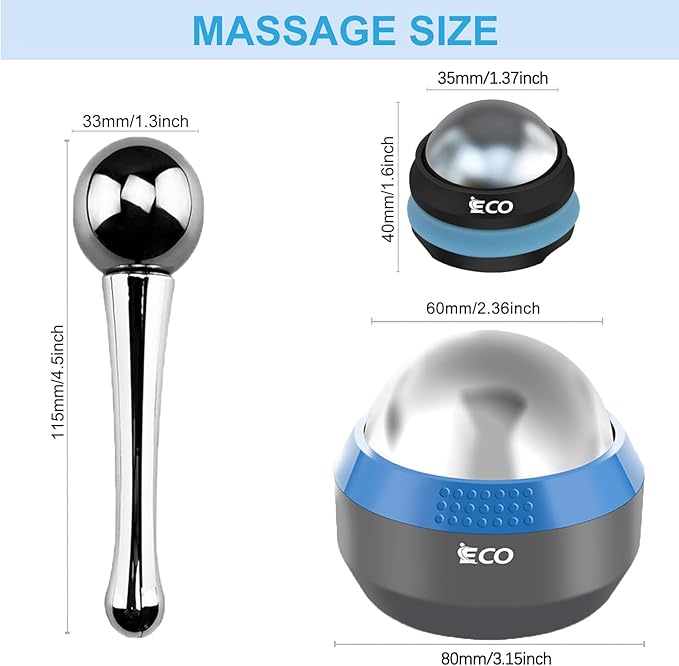 iECO Cold Massage Roller Ball - Ice Roller Ball for Muscles Deep Tissue, Cold & Heat Therapy, Plantar Fasciitis Roller