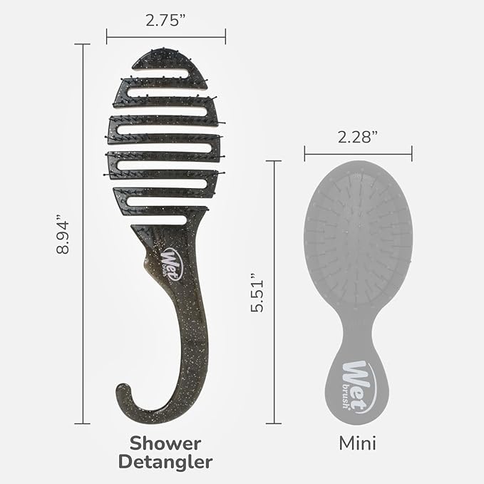Wet Brush Shower Hair Brush Detangler - Exclusive Ultra-soft IntelliFlex Bristles - Minimizes Pain And Protects Against Split Ends and Breakage - Comb For Women, Men, Wet & Dry Hair - Black Glitter