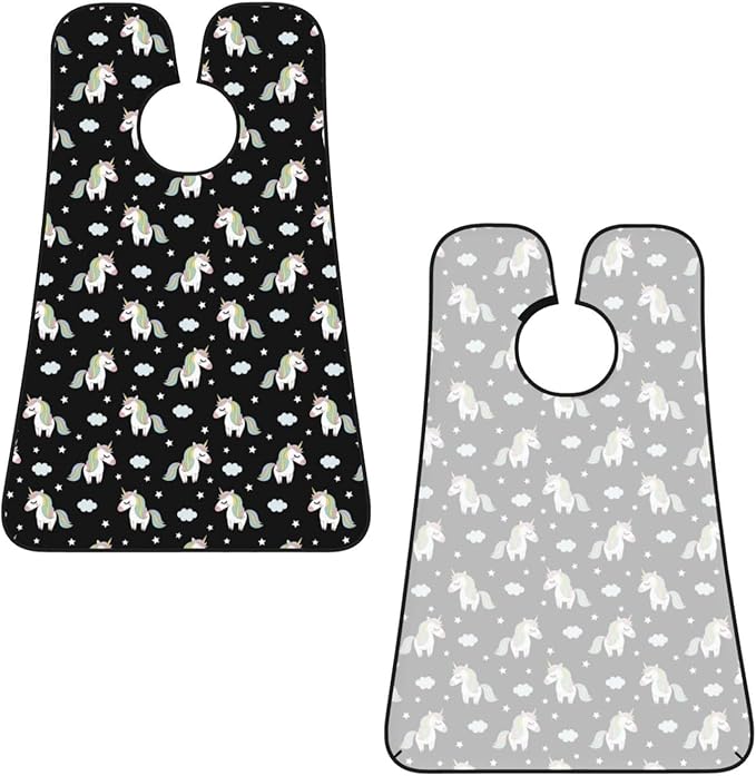 Men's Shaving Accessory Rainbow Unicorn Star Black, Waterproof Beard Apron with Hair Catcher & Suction Cups