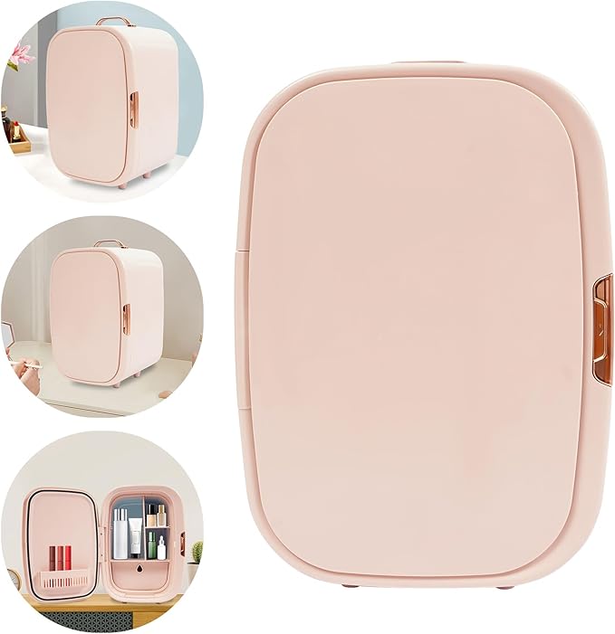 12L Portable Beauty Fridge with Handle, Cooler & Warmer Cosmetics Refrigerator Mini Fridge Pink for Makeup Lipstick Comestic Skincare