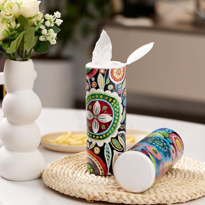 Car Tissues Holder with Facial Tissue, Travel Tissues Cylinder,Cup Holder Tissue Box for Car(3-ply,4 Pack, 200 Sheets)