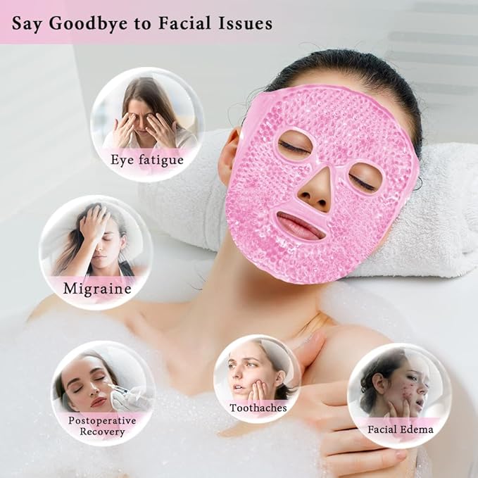 Silicone Face Mask Cover and Ice Face Pack Mask, Cooling Hot Eye Face Compress Reusable Skin Care Gift Set for Women Acid Puffiness Relief Swelling Migraine Beauty Spa Essentials