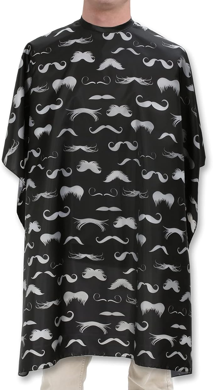 Men's Barber Cape For Hair Stylists- Home Hair Cuts - Salons - Snaps, Retro Mustache Design